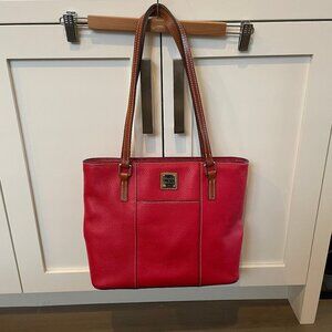 Dooney & Bourke Pebble Grain Lexington Leather Shopper Tote Bag Red & Tan Sz OS